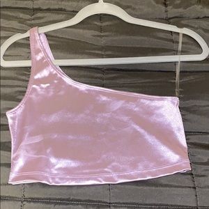 forever21 purple one shoulder crop top